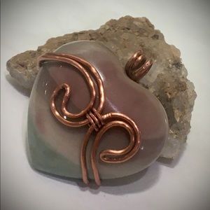 Polychrome jasper puffy heart pendant
